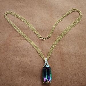 10KT MYSTIC TOPAZ on 14KT MULTISTRAND CHAIN